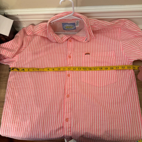 Vintage 90s Pacific Coast Highway PCH White Pink Striped Button Shirt Large - Picture 10 of 10